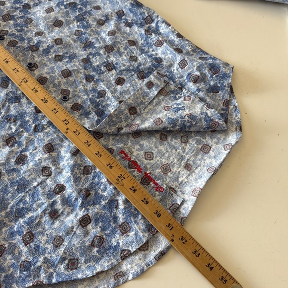 Robert Graham Light Blue Paisley Embroidered Flip Cuff Dress Shirt Mens SMALL - Picture 8 of 8